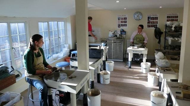 Group in a pottery class